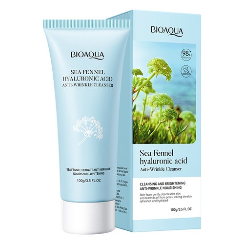 Пінка для очищення обличчя проти зморшок з гіалуроновою кислотою та морським фенхелем Bioaqua Sea Fennel Hyaluronic Acid Anti-Wrinkel Cleanser 100г
