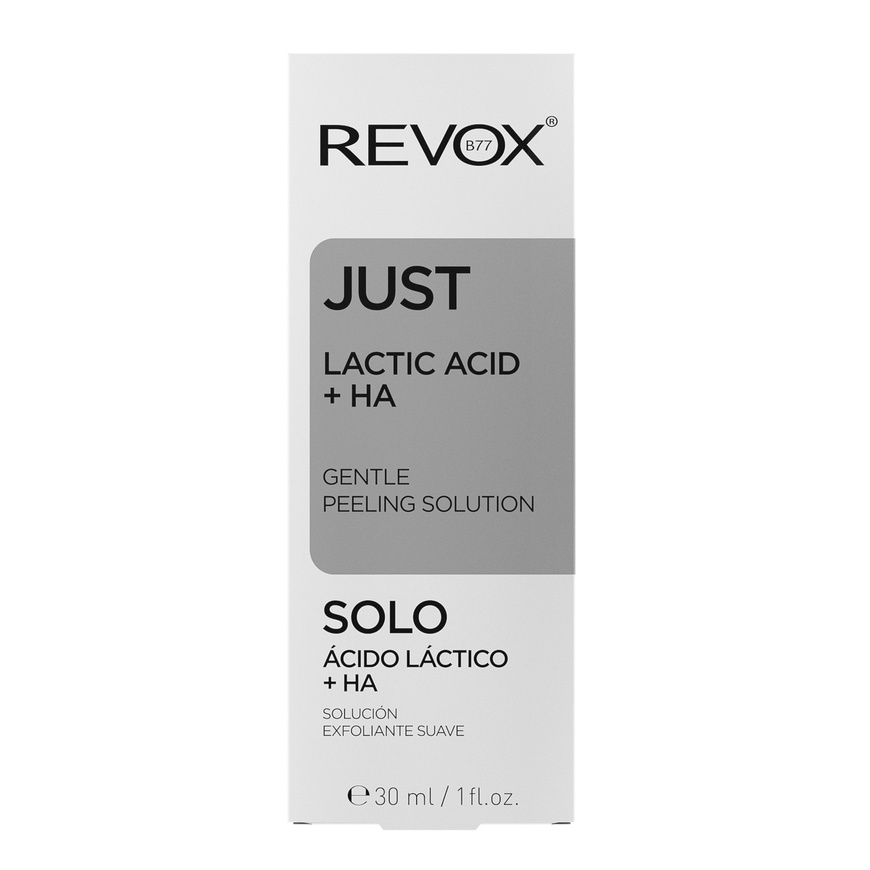Пілінг для обличчя з молочною кислотою та гіалуроновою кислотою REVOX B77 JUST LACTIC ACID + HA GENTLE PEELING SOLUTION, 30ml