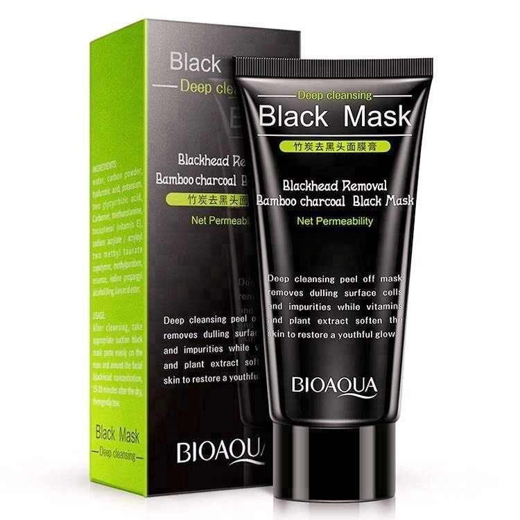 Маска від чорних крапок Bioaqua Blackhead Removal Bamboo Charcoal Black Mask, 60 г