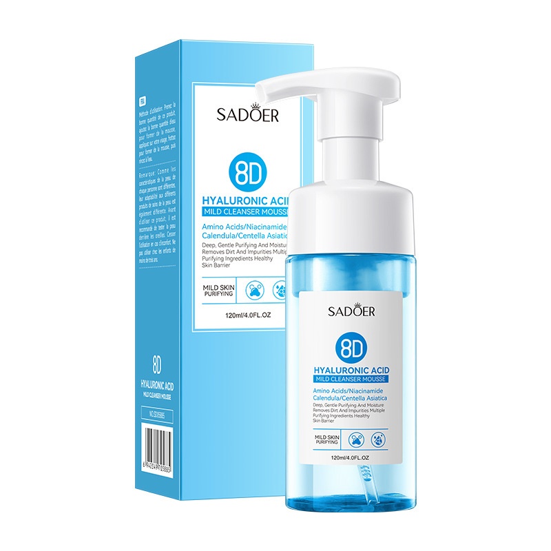 Пенка-мусс для лица с гиалуроновой кислотой SADOER 8D hyaluronic acid face cleanser mousse 120мл