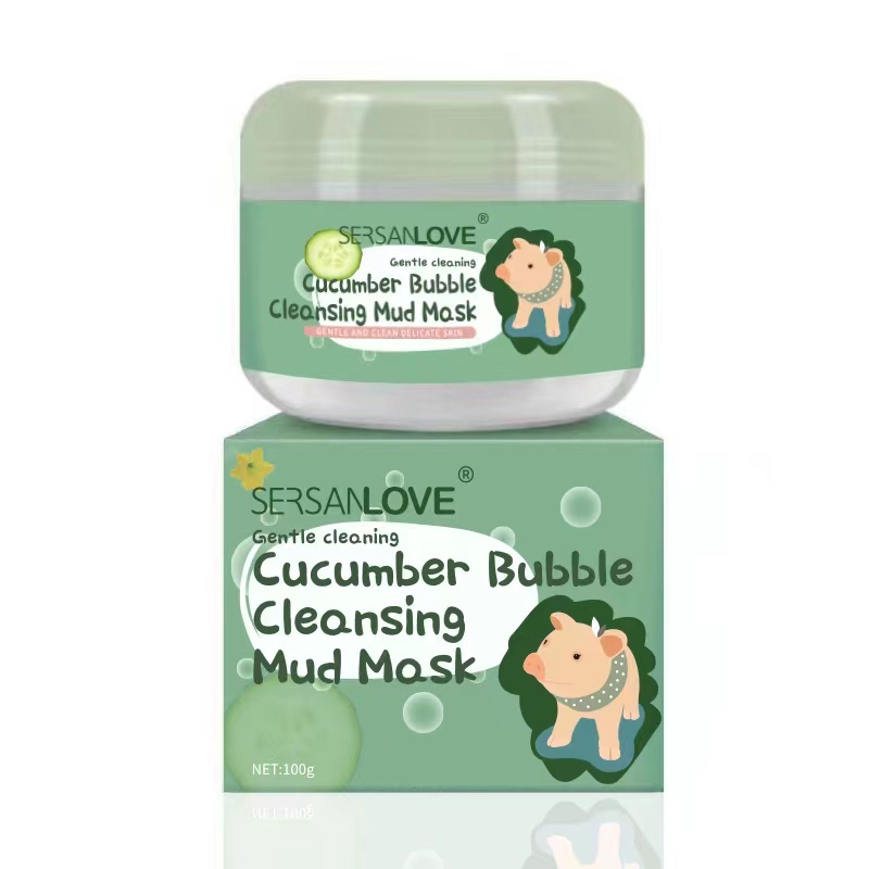 Очищуюча бульбашкова киснева маска для обличчя з екстрактом огірка Sersanlove Piglet Cucumber Bubble Cleansing Mud Mask
