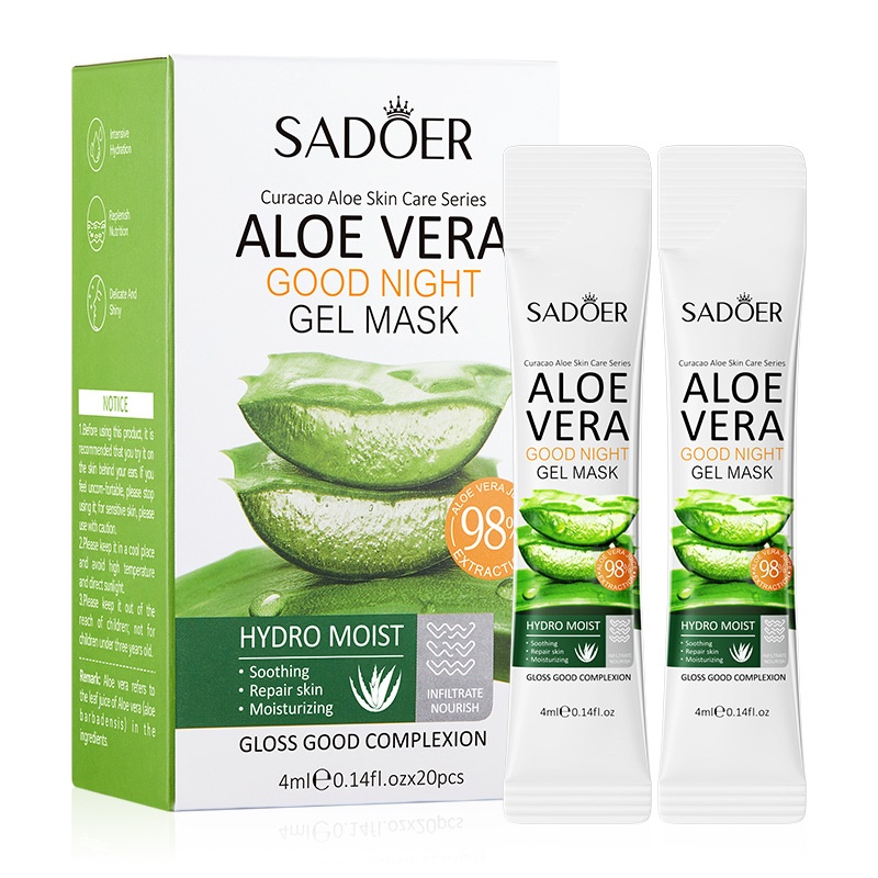 Нічна маска для обличчя з алое вера SADOER Aloe Vera Good Night gel mask 4мл*20шт