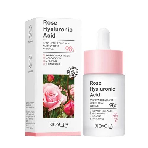 Есенція для обличчя з розою та гіалуроновою кислотою Bioaqua Rose Hyaluronic Acid Moisturizing Essence 30мл