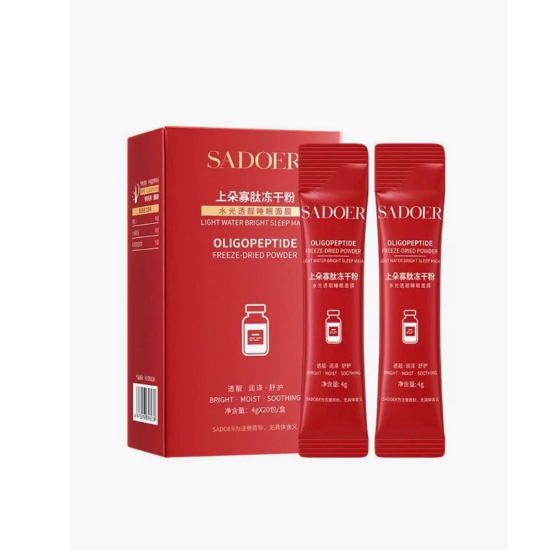 Нічна маска для обличчя з пептидами у стіках SADOER oligopeptide freeze-dried powder hydrating and translucent sleeping mask 4гx20 шт