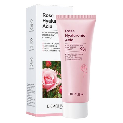 Пенка для умывания с розой и гиалуроновой кислотой Bioaqua Rose Hyaluronic Acid moisturizing Cleanser 100г