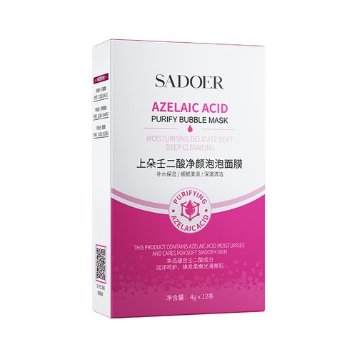 Очищаюча бульбашкова маска з азелаїновою кислотою SADOER Azelaic Acid Purifying Bubble Mask 4 г x 12 шт